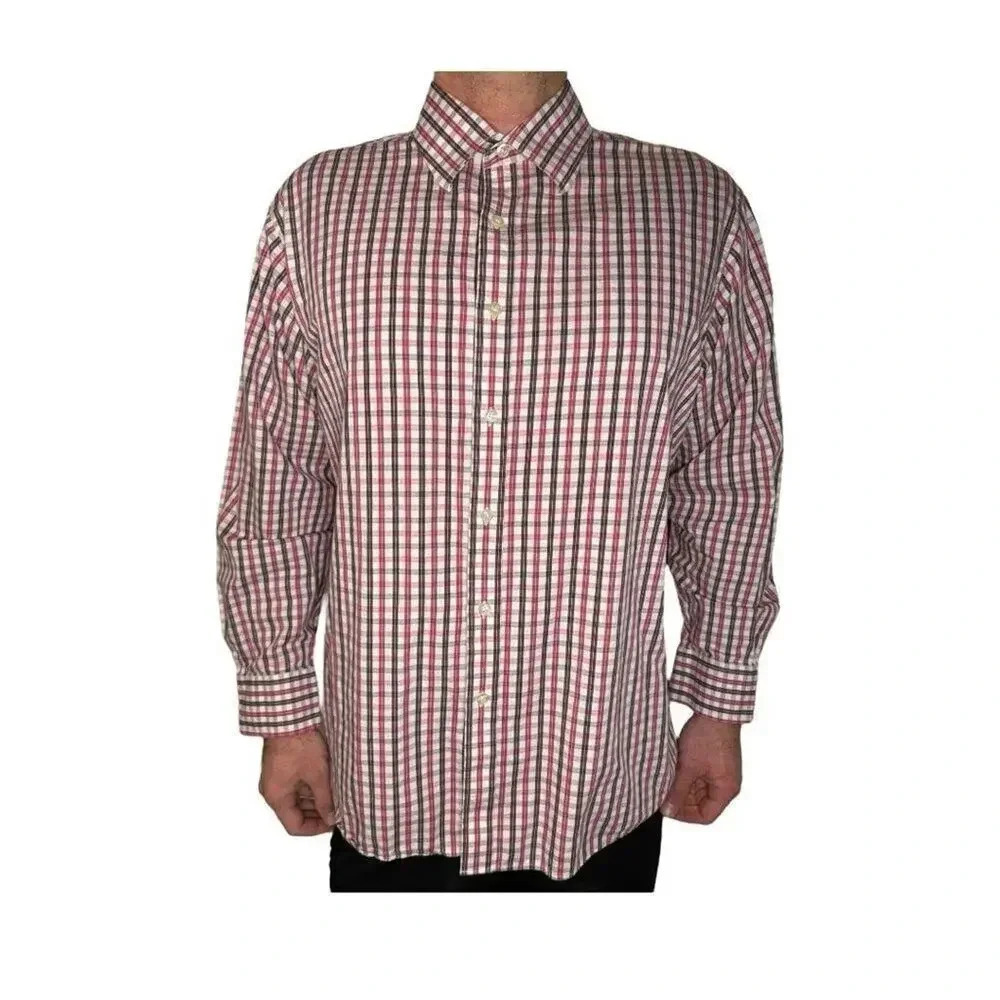 Michael Kors Men's Size 17 1/2‎ Gingham Long Sleeve Button Down Shirt